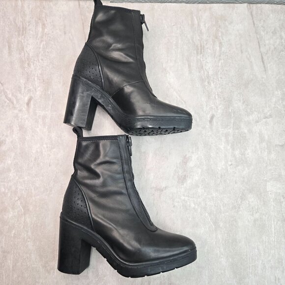 Alexander Wang Grunge Boots 5.5 Black Leather Edgy Chunky Platform Moto Booties - Picture 5 of 10